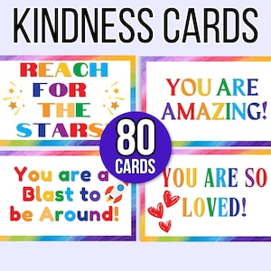 Cartes de gentillesse, 80 cartes d'encouragement, cartes de compliments, actes de gentillesse, défi de la gentillesse des enfants, activité de gentillesse, jeu de la gentillesse