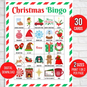 Christmas Bingo, 30 Christmas Bingo Cards, Christmas Activity, Kids Christmas Party Game, Christmas Classroom Activity, Cute Christmas Bingo