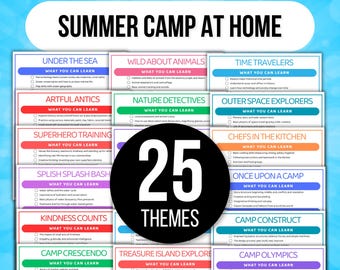 Summer Camp at Home, Summer Camp Activities for Kids, Summer Printable Planner, Summer Camp Curriculum Planner, Summer Camp Theme Bundle