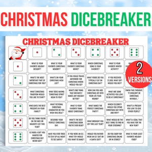 Weihnachts-Würfelbrecher, Eisbrecher-Spiel, Weihnachtsspiele, Weihnachts-Tischgespräch, Weihnachts-Gesprächswürfel, Weihnachts-Tischgesprächswürfel