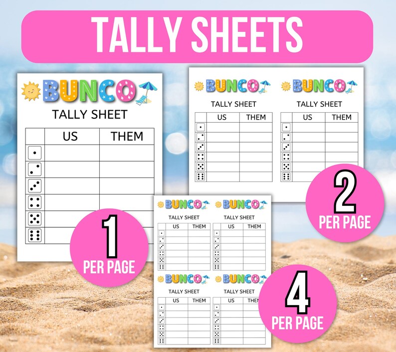 Summer Bunco Score Sheet, Summer Bunco, Summer Bunco Game, Summer Bunco Scorecards, Bunco Game Rules, Bunco Table Numbers, Bunco Tally Sheet