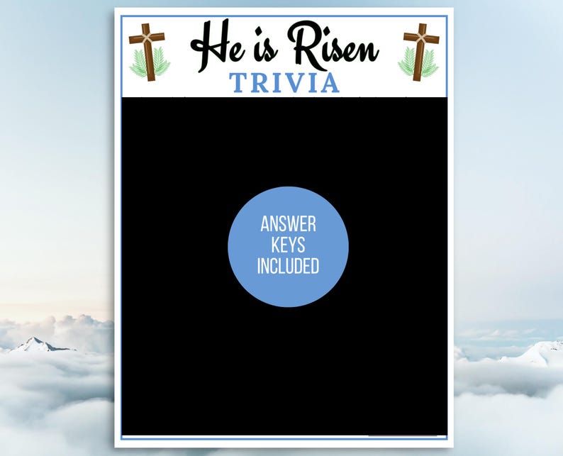 Easter Bible Trivia, Resurrection Trivia, He is Risen Trivia, Religious Easter Trivia, Holy Week Trivia, Bible Easter Games, Easter Activity