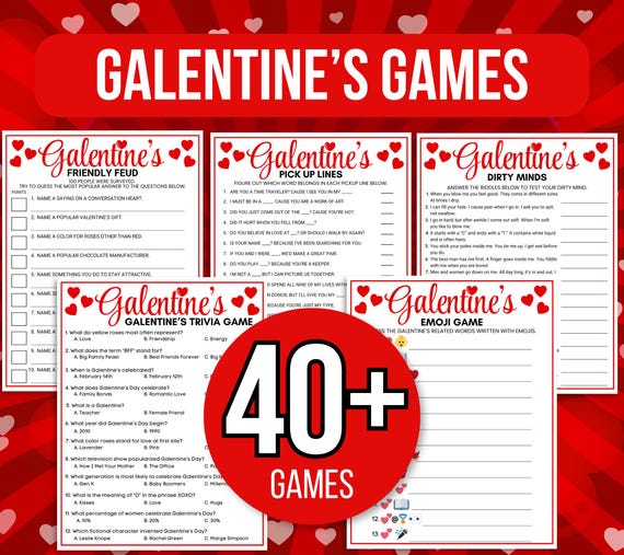 Galentines Games, 40 Printable Galentines Games, Galentine's Activities, Galentine's Party Games, Galentines Game Bundle, Adult Galentines