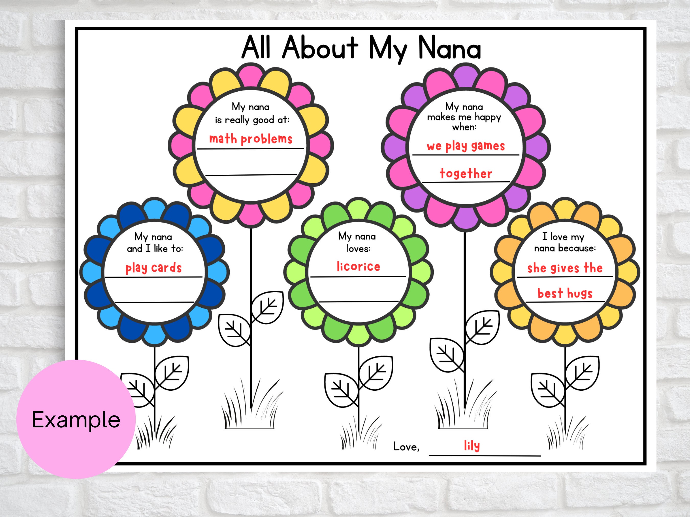 All About My Grandma Fill in the Blanks Questionnaire Etsy