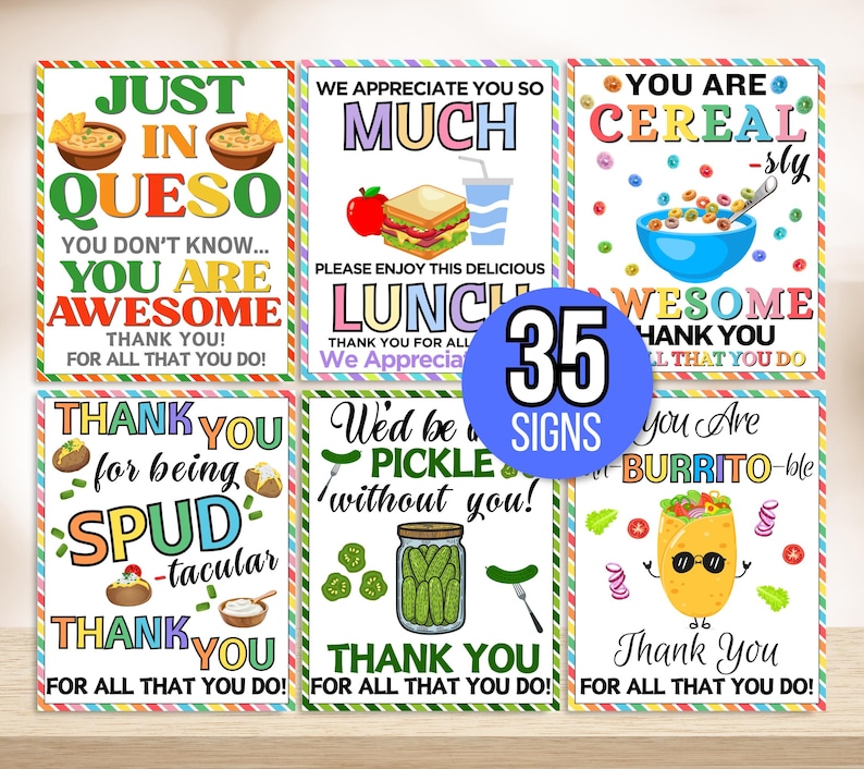 Printable Appreciation Signs, Staff Appreciation Signs, Appreciation Food Signs Bundle, Appreciation Week Signs, Thank You Signs, Nurse, PTA