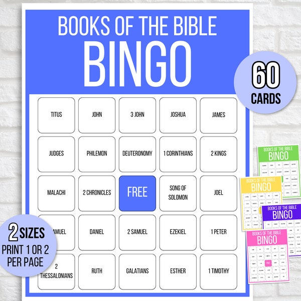 Books of the Bible Bingo, Bible Bingo, 60 Bible Bingo Cards, Bible Activity For Kids, Bible Activity, Sunday School Bingo, Bible Game