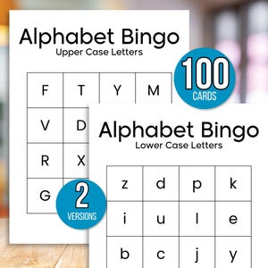 Bingo del alfabeto, 100 tarjetas de bingo del alfabeto imprimibles, práctica del abecedario, bingo del abecedario, bingo para aprender letras, hojas de trabajo del alfabeto, bingo para aprender el abecedario, 4x4