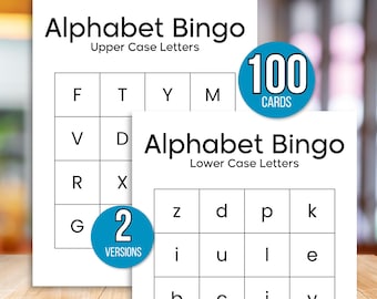 Alphabet Bingo, 100 Printable Alphabet Bingo Cards, ABC Practice, ABC Bingo, Learn Letters Bingo, Alphabet Worksheets, Learn ABCs Bingo, 4x4