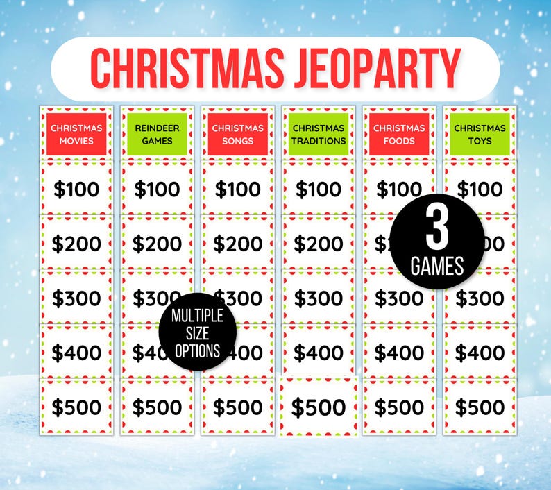 Christmas Jeoparty Game Bundle, Christmas Jeoparty Games, Christmas Jeoparty, Christmas Jeoparty Games for Kids, Teen Christmas Game, Trivia