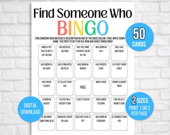 Get to Know You Bingo, Find Someone Who Bingo, Find the Guest Bingo, Icebreaker Bingo, Icebreaker Game, Icebreaker Activity, Human Bingo