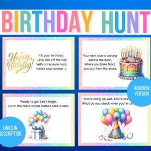 Indoor Birthday Treasure Hunt, Indoor Birthday Scavenger Hunt, 40 Treasure Hunt Birthday Clues, Kids Treasure Hunt Clues, Birthday Printable