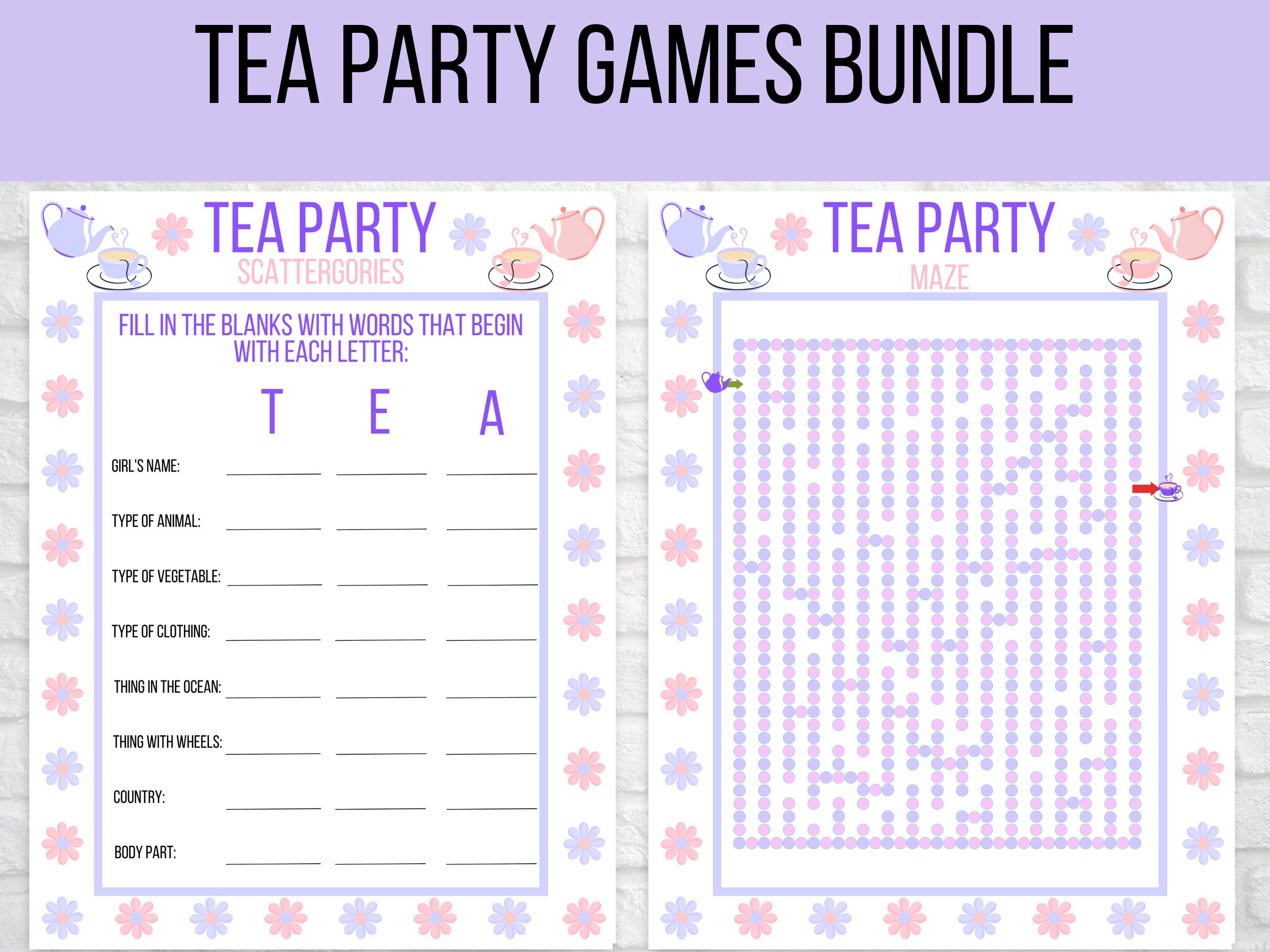 Tea Party Games Printable Tea Party Activities Girls Tea - Etsy Canada