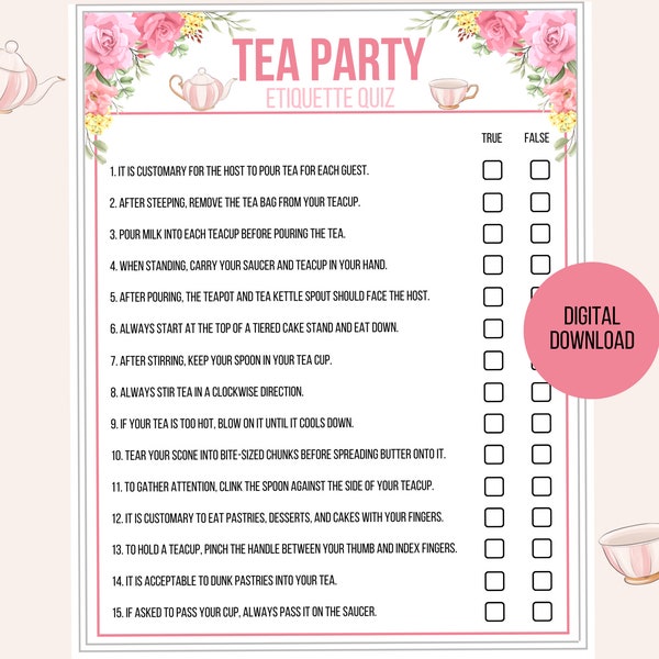 Tea Party Games - Etsy