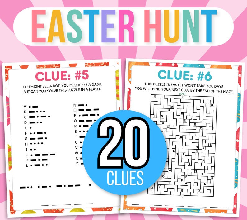 Indoor Easter Treasure Hunt For Teens, Easter Scavenger Hunt, Treasure Hunt Easter Clues, Teens Easter Escape Room Puzzles, Easter Hunt