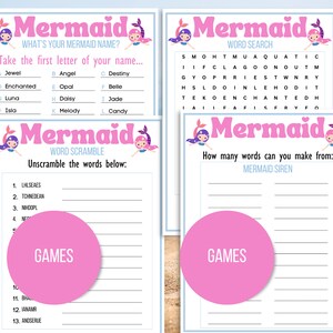 Mermaid Games Printable Bundle, Mermaid Activities, Girls Mermaid Games ...