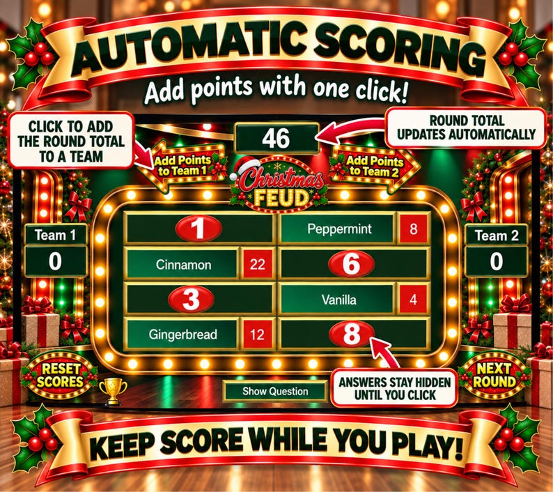 Christmas Friendly Feud Game, Christmas Friendly Feud Game, Friendly Feud Template, Friendly Feud, Christmas Activity, Christmas Party Game