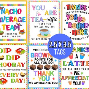 Appreciation Tags, Employee Appreciation Tags, Staff Appreciation Tags, Appreciation Food Tags Bundle, Appreciation Week Tags, Thank You Tag