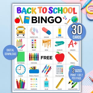 Back to School Bingo, Back to School Games, School Bingo, Welcome Back Bingo, First Day of School Bingo, Back to School Activity