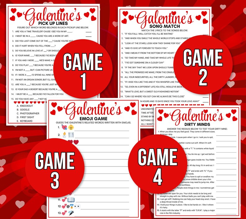 Galentines Games, 40 Printable Galentines Games, Galentine's Activities, Galentine's Party Games, Galentines Game Bundle, Adult Galentines