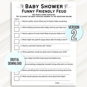 Baby Shower Family Feud Game, Friendly Feud Baby Shower Game, Baby Family Feud Game, Baby Shower Games Printable, Baby Sprinkle Games, Baby