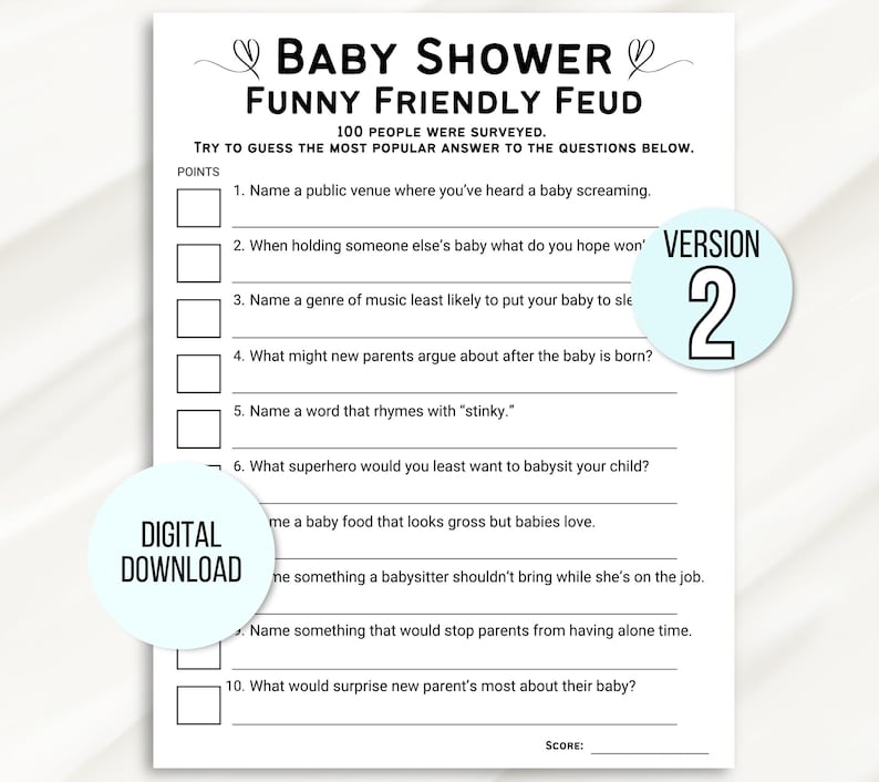 Baby Shower Family Feud Game, Friendly Feud Baby Shower Game, Baby Family Feud Game, Baby Shower Games Printable, Baby Sprinkle Games, Baby