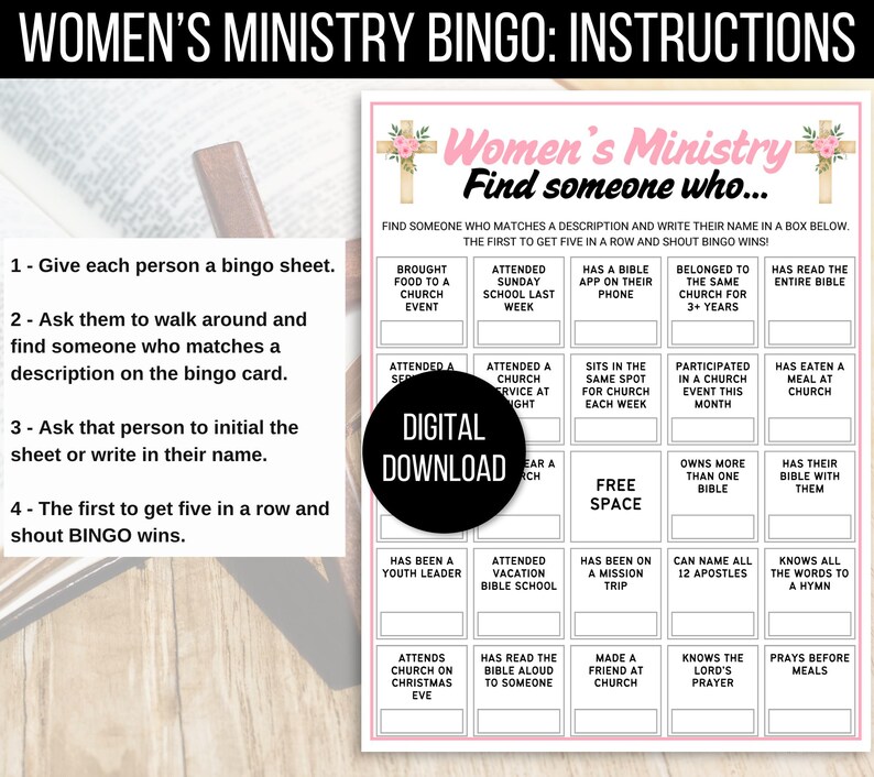 Women's Ministry Bingo, Women's Ministry Games, 50 Church Bingo Cards ...
