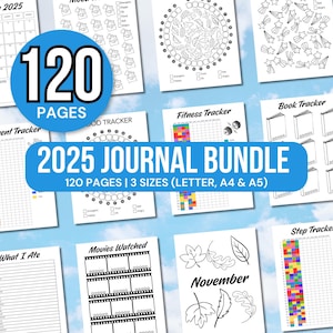 2025 Bullet Journal Tracker Bundle, Yearly Trackers Bundle, Bullet Tracker Journal, Printable Bullet Journal Trackers, Bullet Journal