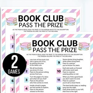 Book Club Pass the Gift Games, Book Club Pass the Prize Games, Book Club Game, Book Club Pass the Present Game, Book Club Activities, Books