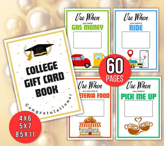 College Gift Card Book, College Survival Gift Card Book, Grad Gift Card Holder, College Care Package Kit, High School Graduation Gift, Grad