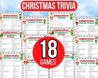 Weihnachtsquiz, Weihnachtsspiele, Weihnachts-Quiz, Spiele für die Weihnachtsfeier, Druckbare Weihnachtsspiele, Feiertagsquiz, Weihnachts-Quiz