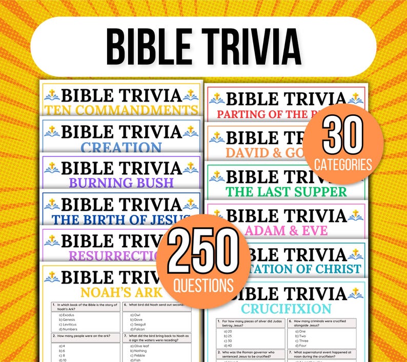 Bible Trivia Games Bundle, Bible Games, Bible Trivia Night Games, Bible Trivia Games Set, Bible Game Night, Bible Quizzes, Bible Trivia Pack