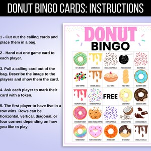 Donut Bingo, 30 Printable Donut Bingo Cards, Donut Birthday, Donut ...