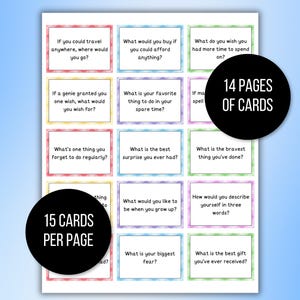 210 Conversation Cards, Conversation Starters, Road Trip Conversation Cards, Family Conversation Starter Cards, Icebreaker Game, Dinner Card