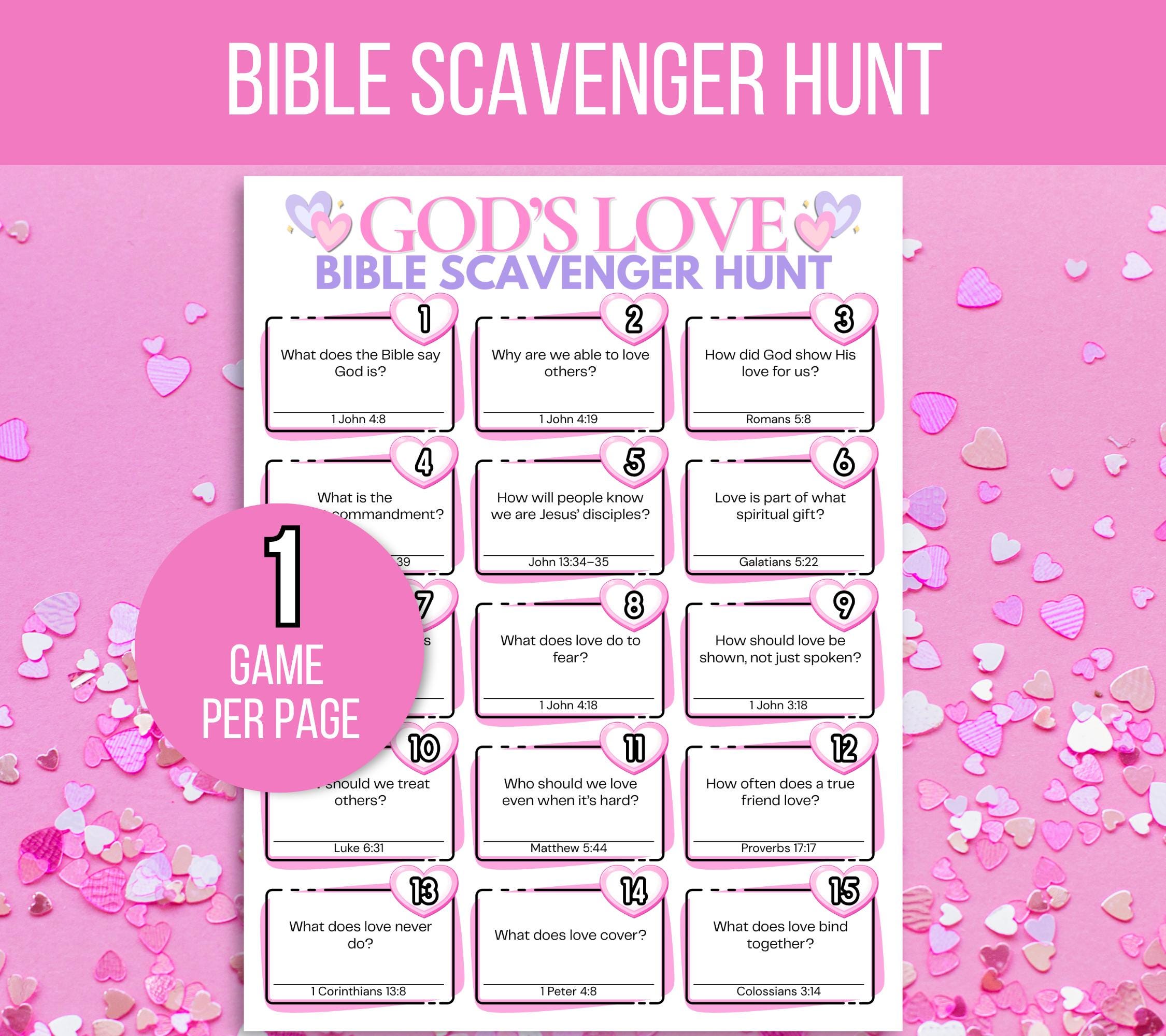 Scripture Finding Game Bible Scavenger Hunt Game, Gods Love Game, Scripture Scavenger Hunt ...
