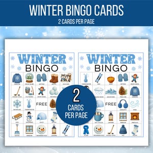 Winter Bingo, 60 Winter Bingo Cards, Winter Games, Winter Activity For Kids, Kids Winter Party Game, Winter Classroom Activity, Winter Games image 4