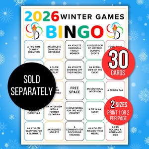 Winter Games Bingo, 50 Winter Games Bingo Cards, Winter Games, Winter Games Activity, Kid's Printable Bingo, Kids Winter Games, Sports Bingo