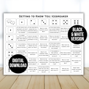 Icebreaker Game, Icebreaker Activity, Team Building Game, Table Talk Dice, Roll and Tell Game, Getting to Know You Game, Icebreaker Question