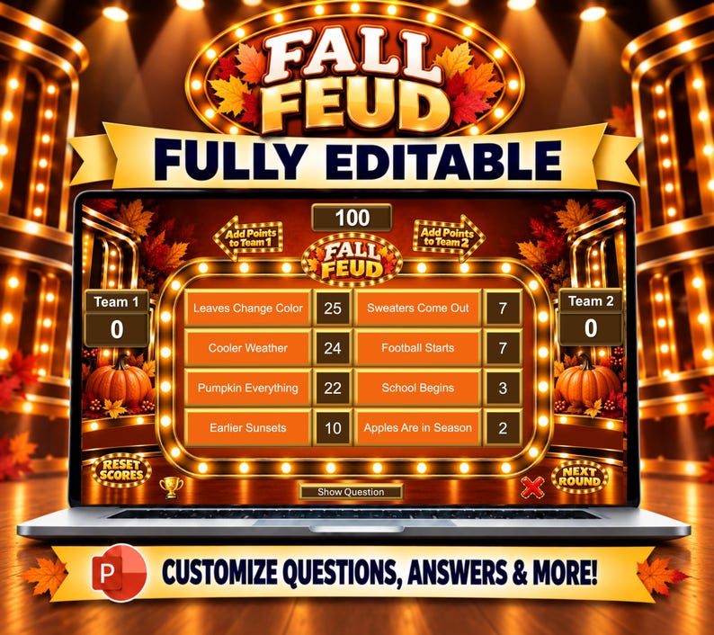 Editable Fall Friendly Feud Game Template, Friendly Feud Game, Fall ...