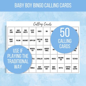 Baby Boy Bingo, 100 Baby Boy Bingo Cards, Baby Shower Bingo, Baby ...