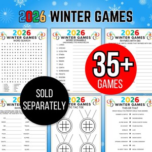 Winter Games Bingo, 50 Winter Games Bingo Cards, Winter Games, Winter Games Activity, Kid's Printable Bingo, Kids Winter Games, Sports Bingo