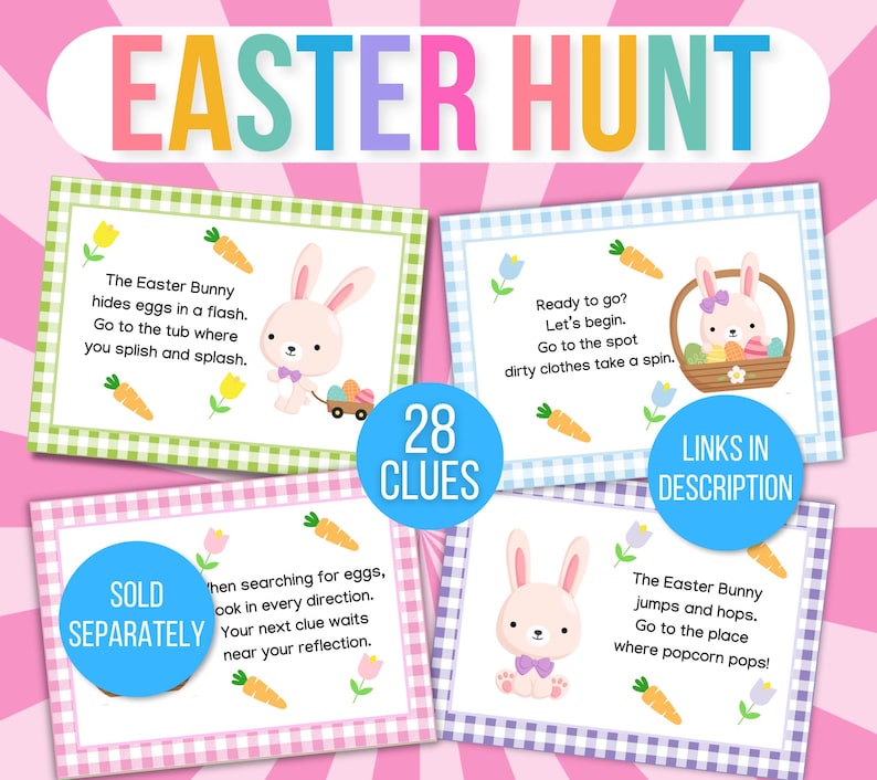 Indoor Easter Treasure Hunt For Teens, Easter Scavenger Hunt, Treasure Hunt Easter Clues, Teens Easter Escape Room Puzzles, Easter Hunt