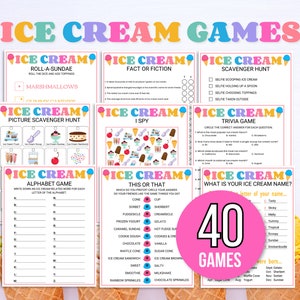 Eiscreme-Partyspiele im Bundle, Eisspiele, Eiscreme-Aktivitäten, Sommerspiele im Paket, Eiscreme-Geselligkeitsspiele, Eiscreme-Geburtstagsfeier