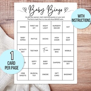 60 Baby Shower Bingo Cards, Unique Prefilled Baby Bingo Game Cards ...