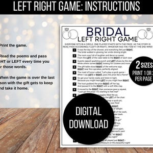 Pass the Gift Game, Bridal Pass the Gift Game, Bridal Pass the Prize Game, Bridal Activity, Bridal Shower Game, Bridal Left Right Game, Poem