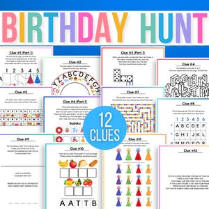Indoor Birthday Treasure Hunt For Older Kids, Birthday Scavenger Hunt, Treasure Hunt Birthday Clues, Kids Birthday Escape Room Puzzles