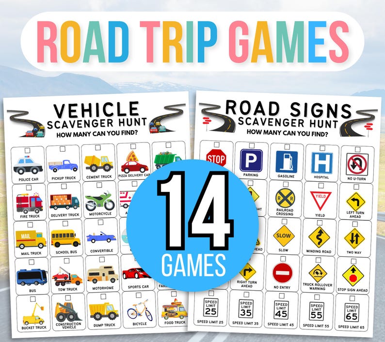 Road Trip Scavenger Hunts, Road Trip Games, Road Trip Hunt, Road Trip Activities, Road Trip Bingo, Road Trip Games Bundle, Kids Travel Games