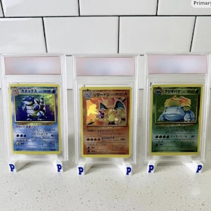 Japoński zestaw podstawowy Trio Charizard Blastoise Venusaur Graded 10 Holograficzny Pokemon Proxy - ręcznie robiona replika