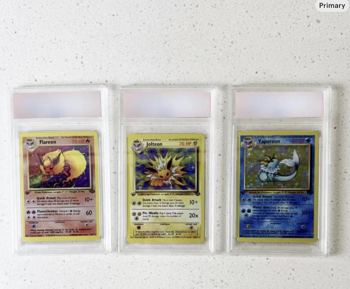Jungle Eeveelutions Vintage Jolteon Flareon Vaporeon Graded 10 Holographic  Pokemon Proxy - Handmade Replica - Etsy