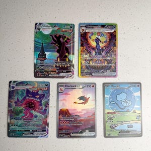 Textured Bubble Mew Moonbreon Sunbreon prismatic Set of 5 Textured Holographic Pokemon Proxy - Handmade Replica