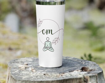 OM Yoga Meditation Tumbler: Copper Insulated Water Bottle (22oz)